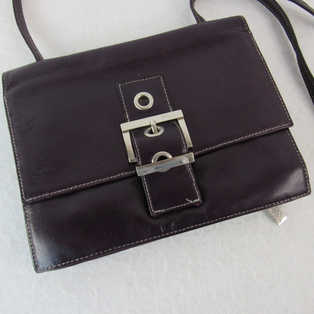 Perlina Leather Crossbody Handbag Small PURPLE Organizer Purse Shoulder Bag
